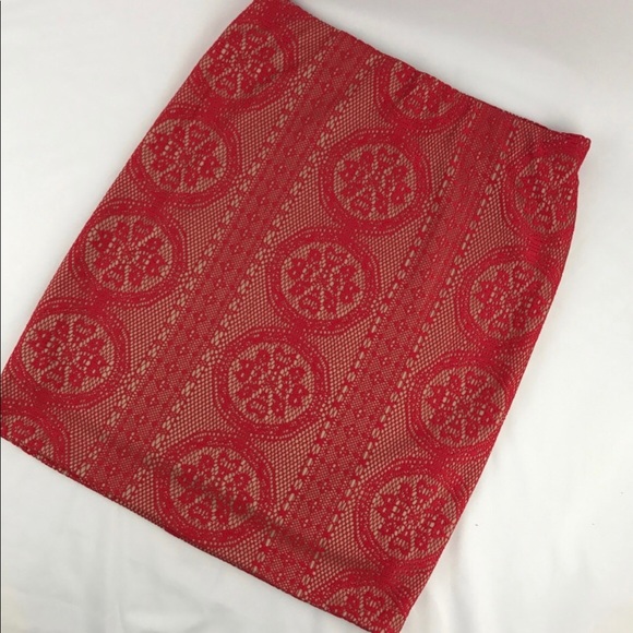Red Lace Pencil Skirt - Picture 2 of 4